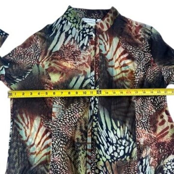 Drapers & Damons Multicolor Animal Print Open Cardigan Kimono Sheer Blouse Large - Picture 6 of 7